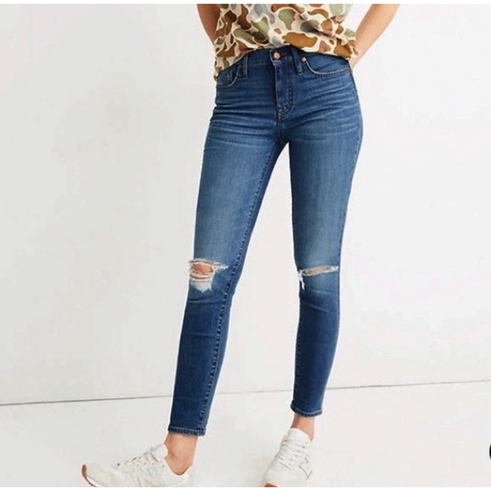 Lucky Brand Ava Skinny Jeans Ripped Knee Denim Mid Rise 8 29 Distressed‎
